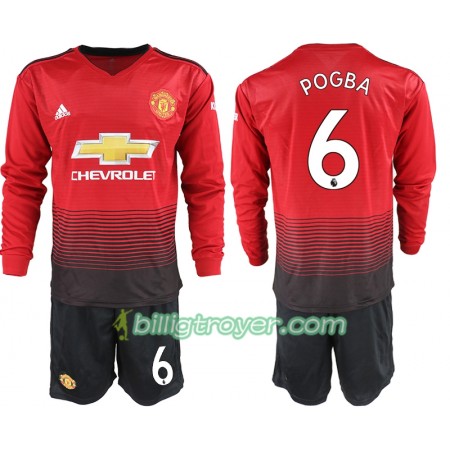 Billige Fotballdrakter Manchester United POGBA 6 Barn Hjemmedraktsett 2018/19 Langermet